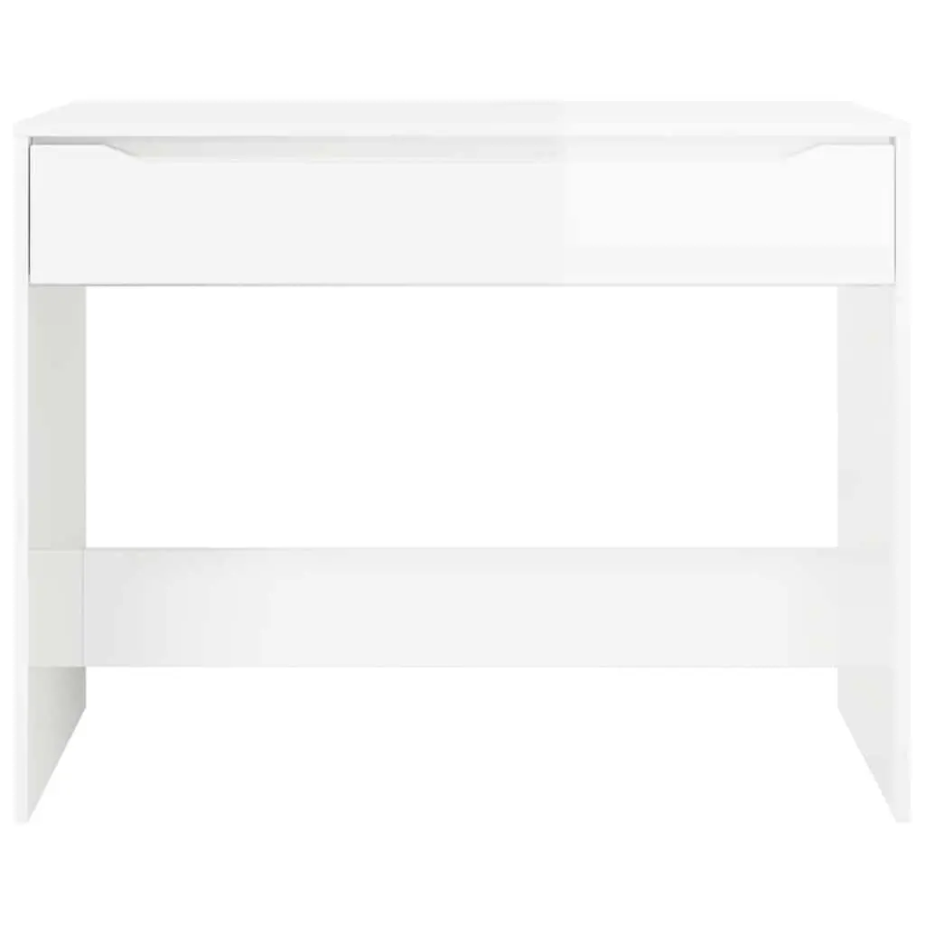 High Gloss White Engineered Wood Desk for Office