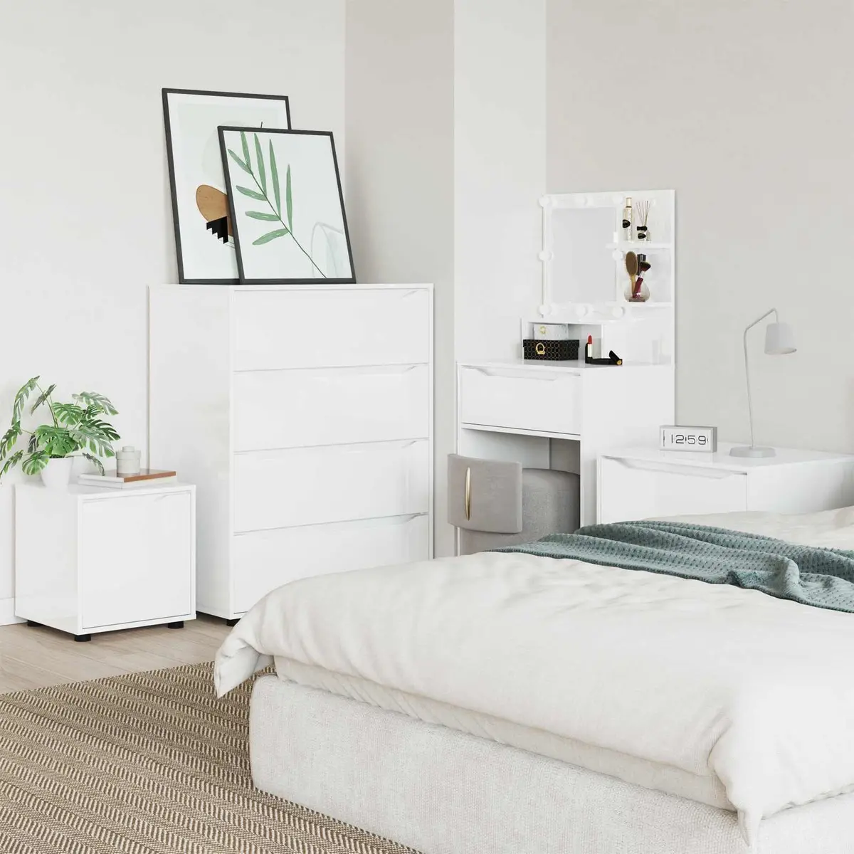 High Gloss White Bathroom Storage Cabinet