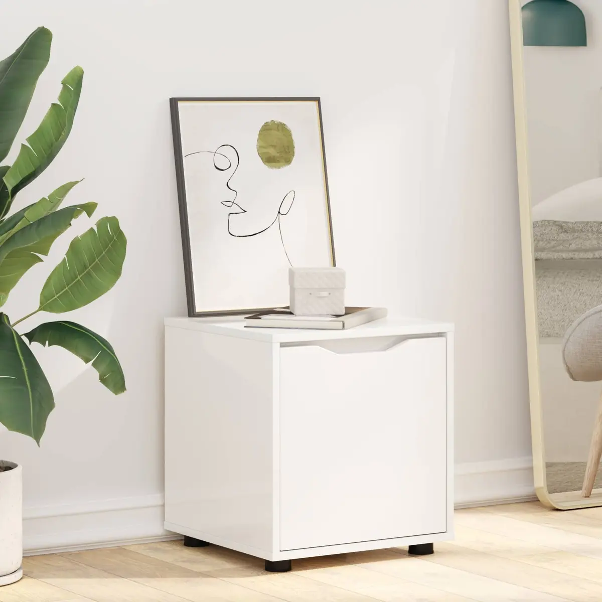 High Gloss White Bathroom Storage Cabinet