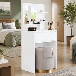 Bedroom Dressing Table with Drawer White Modern Vanity Unit Storage Furniture