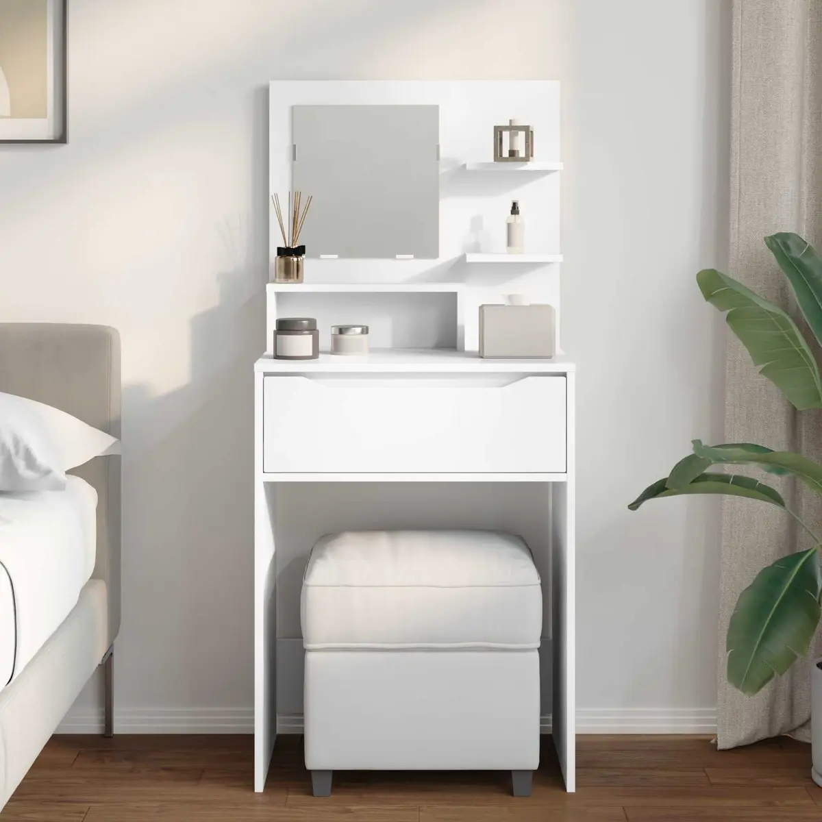 White Bedroom Dressing Table with Drawer