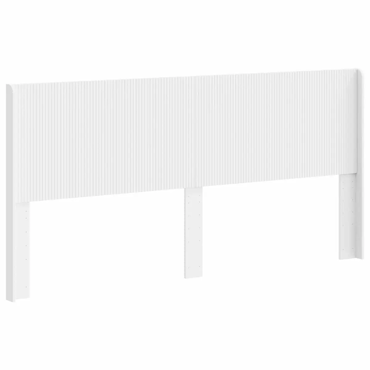White Engineered Wood Headboard Vertical Slat Design Bed Frame Mount Bedroom