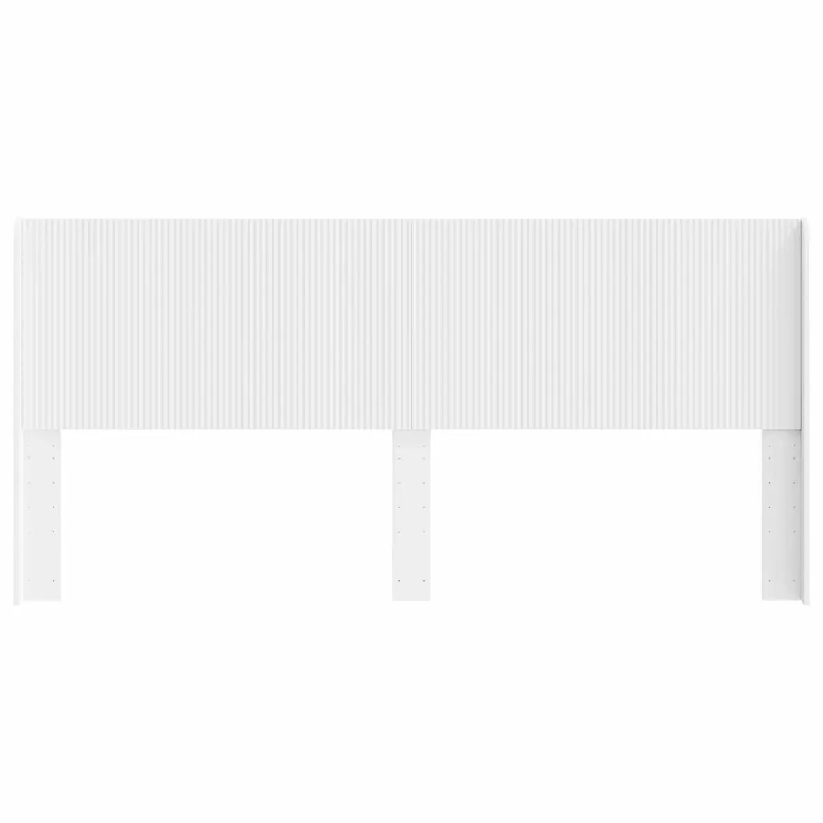 White Engineered Wood Headboard Vertical Slat Design Bed Frame Mount Bedroom