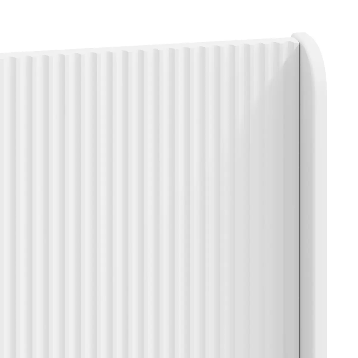 White Engineered Wood Headboard Vertical Slat Design Bed Frame Mount Bedroom