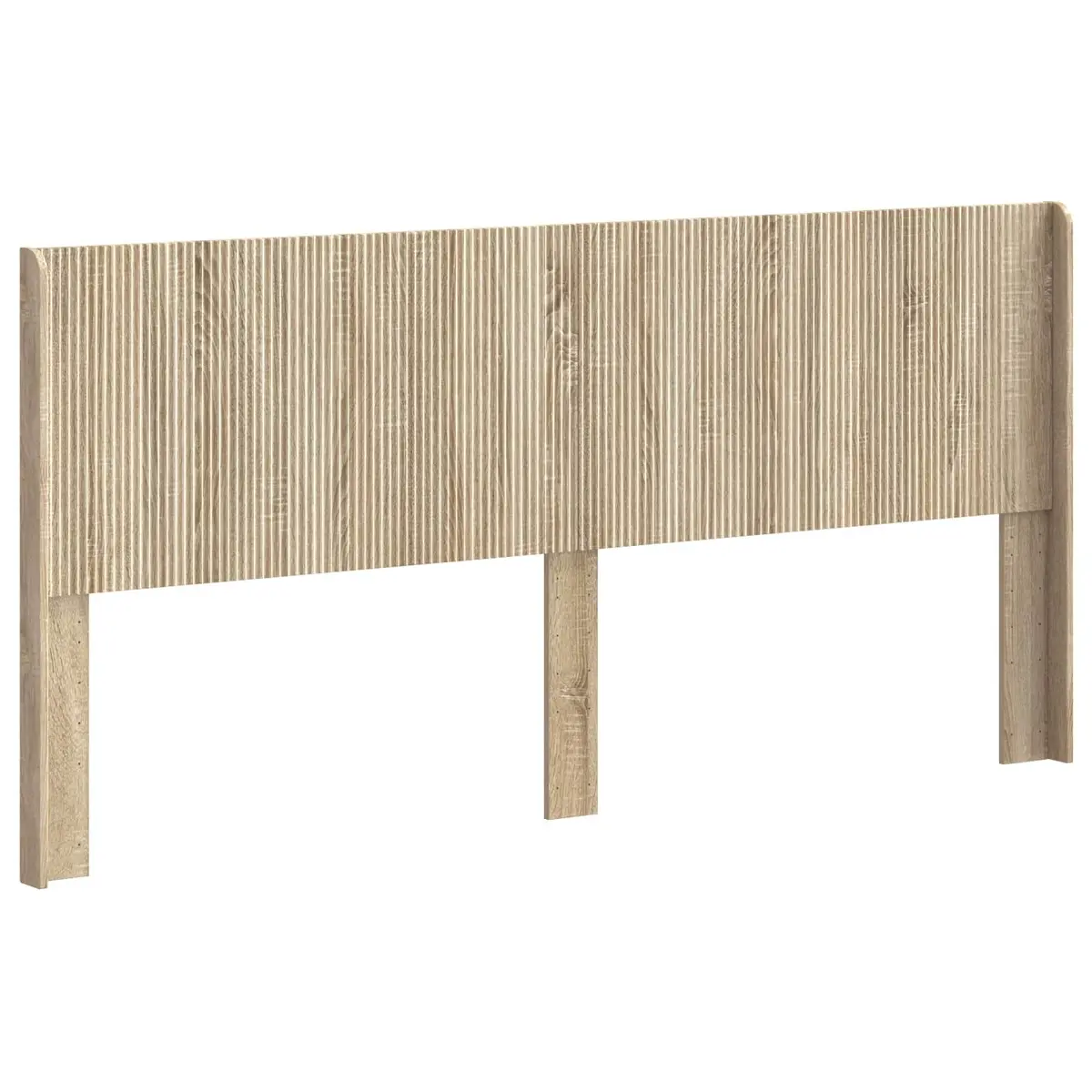 Brown Engineered Wood Headboard with Vertical Slats