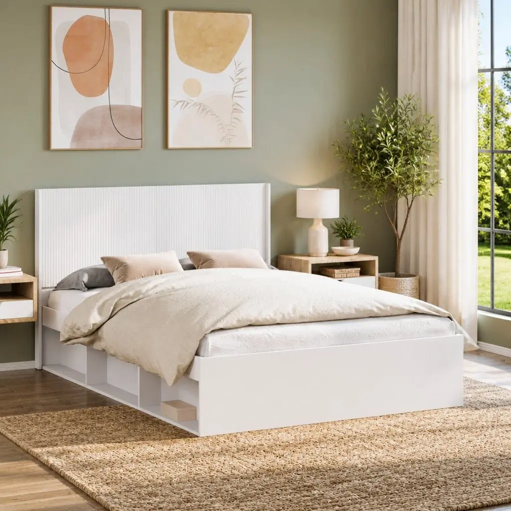 Engineered Wood Headboard with Vertical Slats