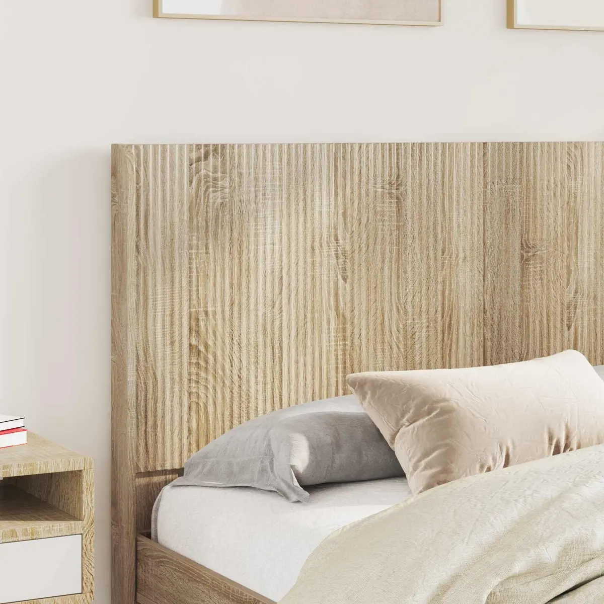 Headboard Brown Vertical Slat Design Bedroom Furniture Bedside Support