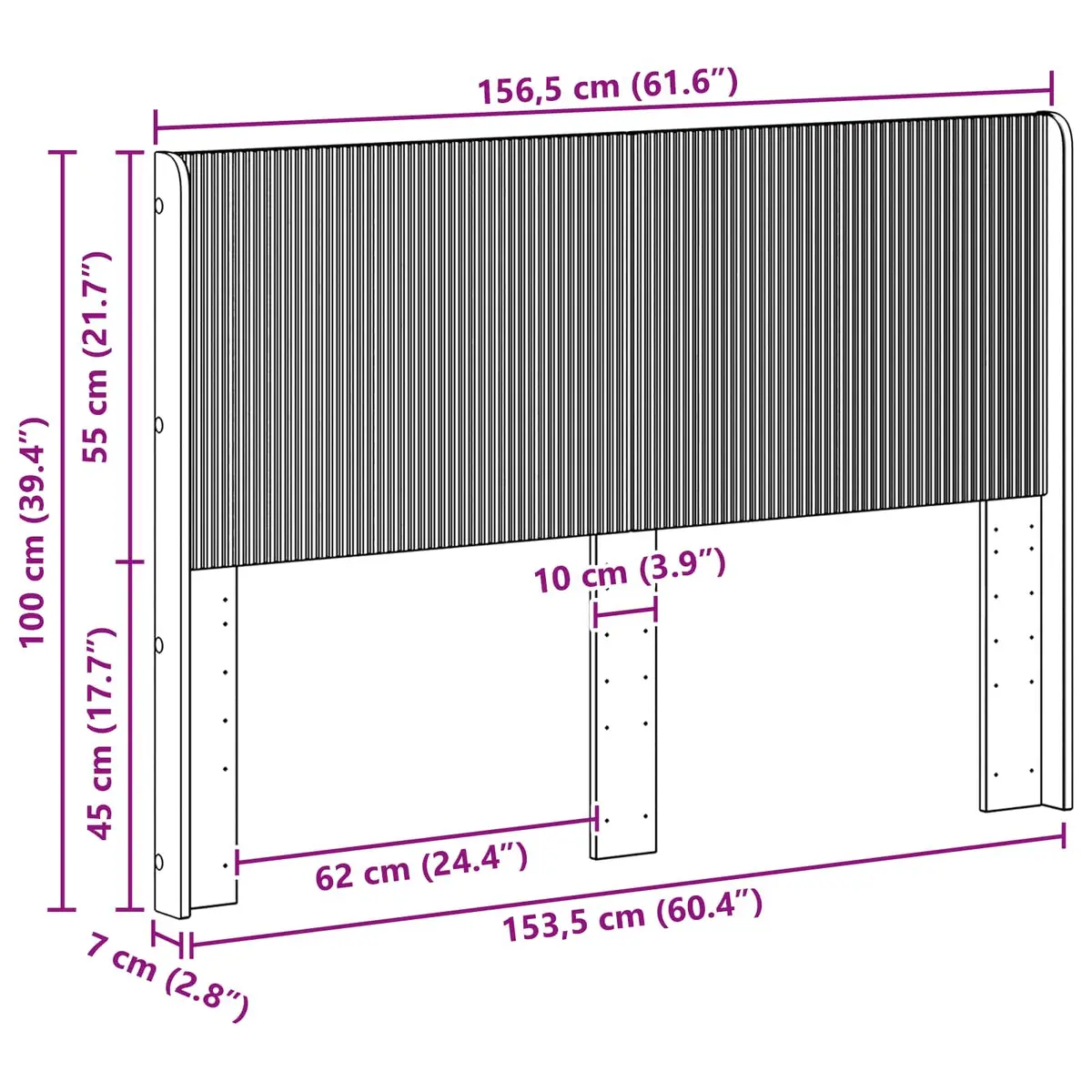 Headboard Brown Vertical Slat Design Bedroom Furniture Bedside Support