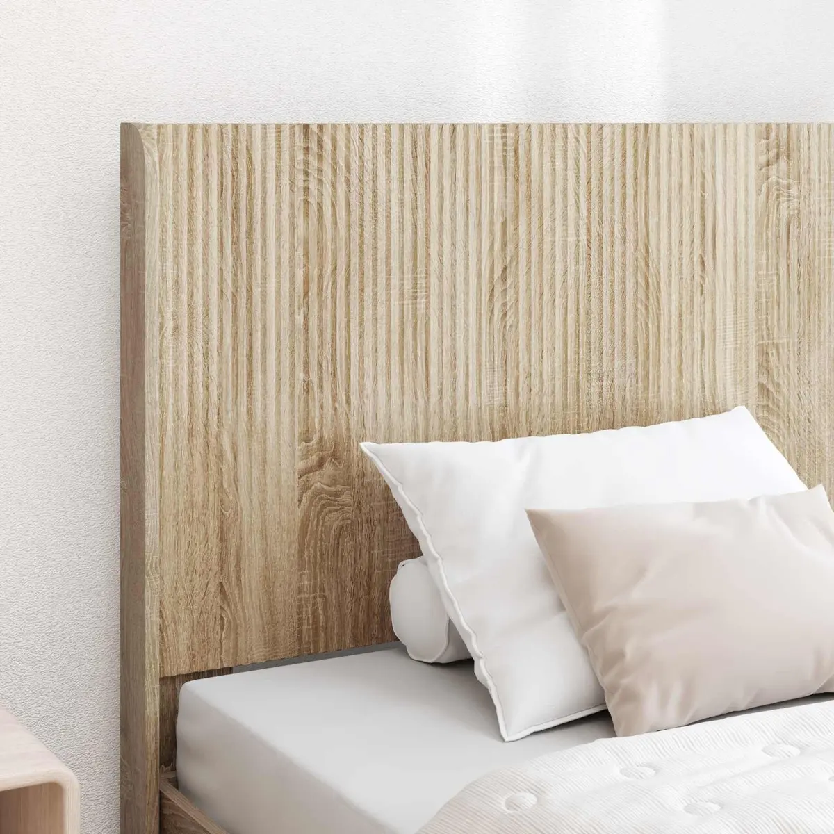 Brown Engineered Wood Headboard with Vertical Slats