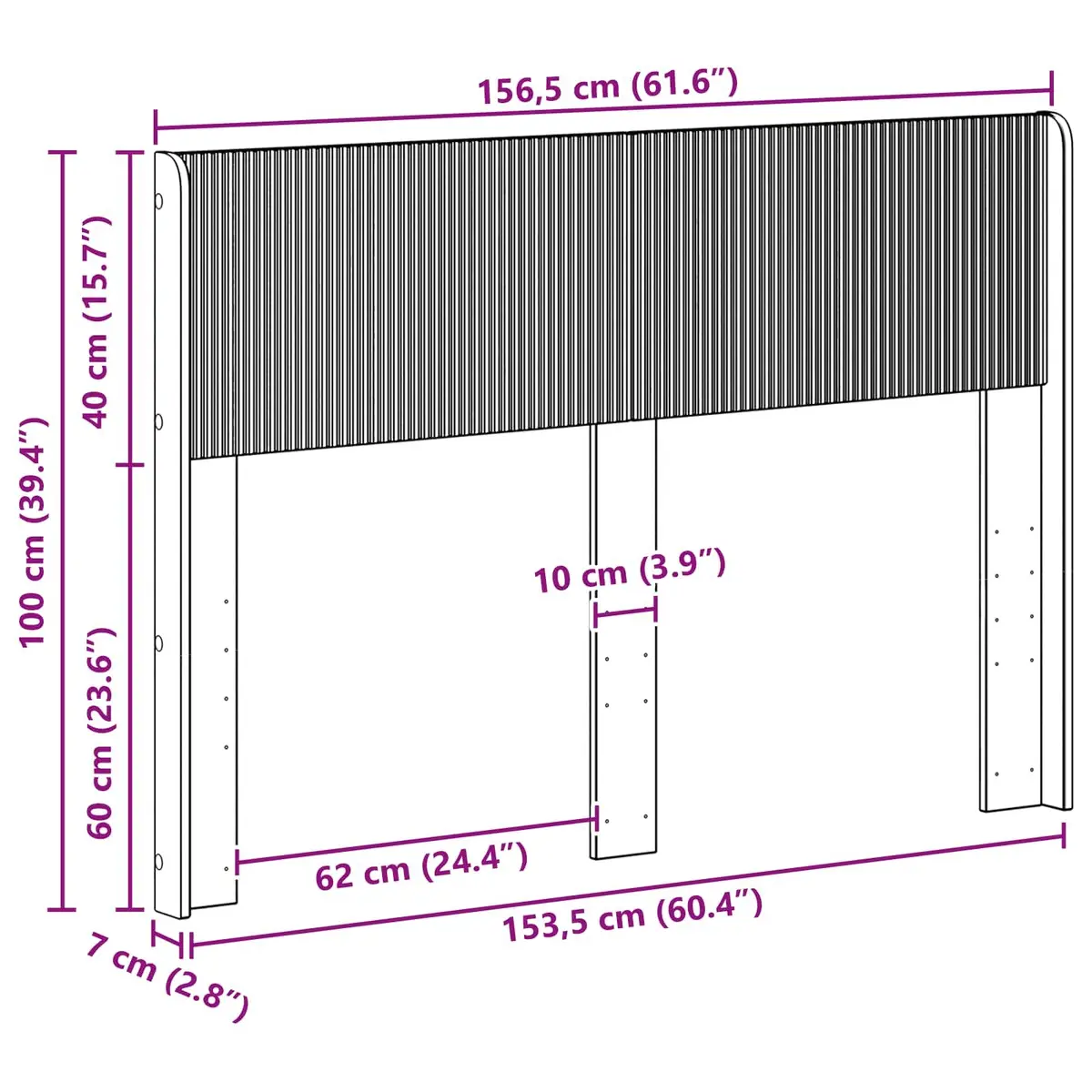 Brown Sonoma Oak Engineered Wood Vertical Slat Headboard