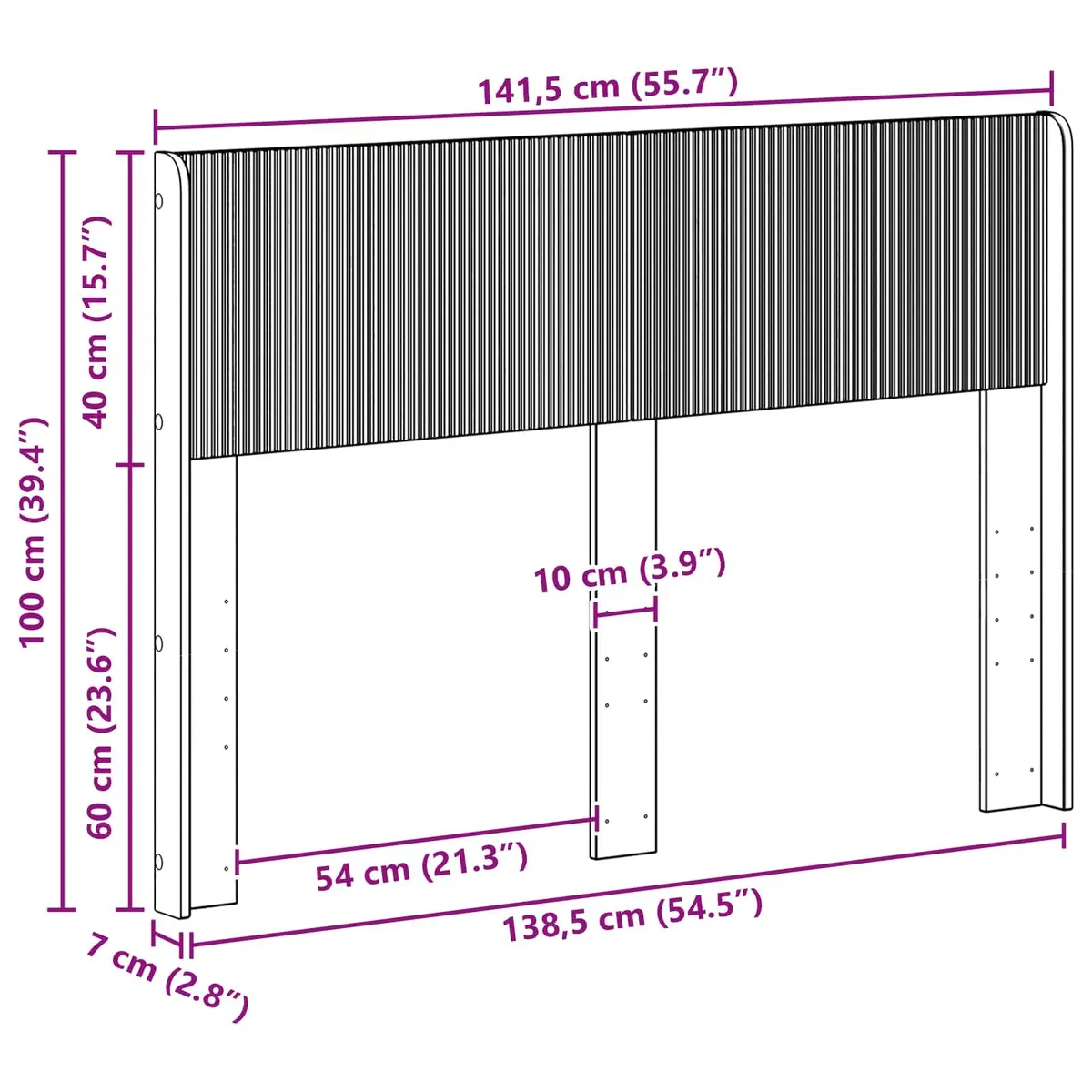 White Engineered Wood Headboard with Vertical Slats