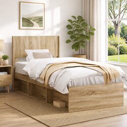 Brown Engineered Wood Headboard with Vertical Slats