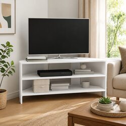 Modern White Corner TV Cabinet with Durable Build