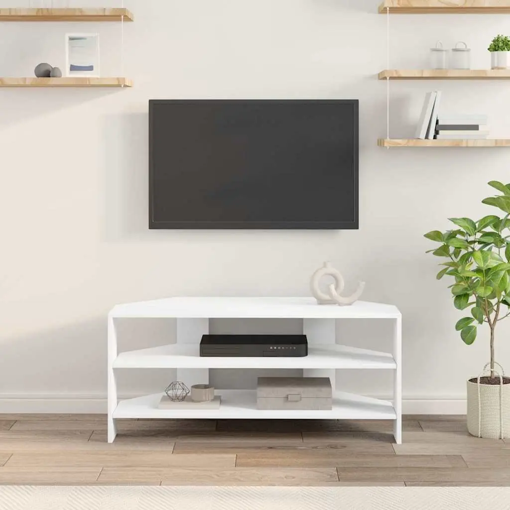 White Corner TV Cabinet with Durable Build