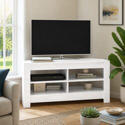 High Gloss White Corner TV Cabinet for Modern Living Rooms