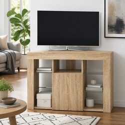Stylish Grey Corner LED TV Cabinet for Modern Living Rooms