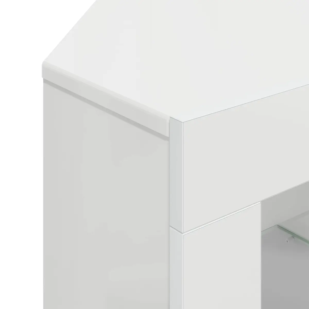 Corner LED TV Cabinet Wall-mounted High Gloss White Modern Living Room Storage
