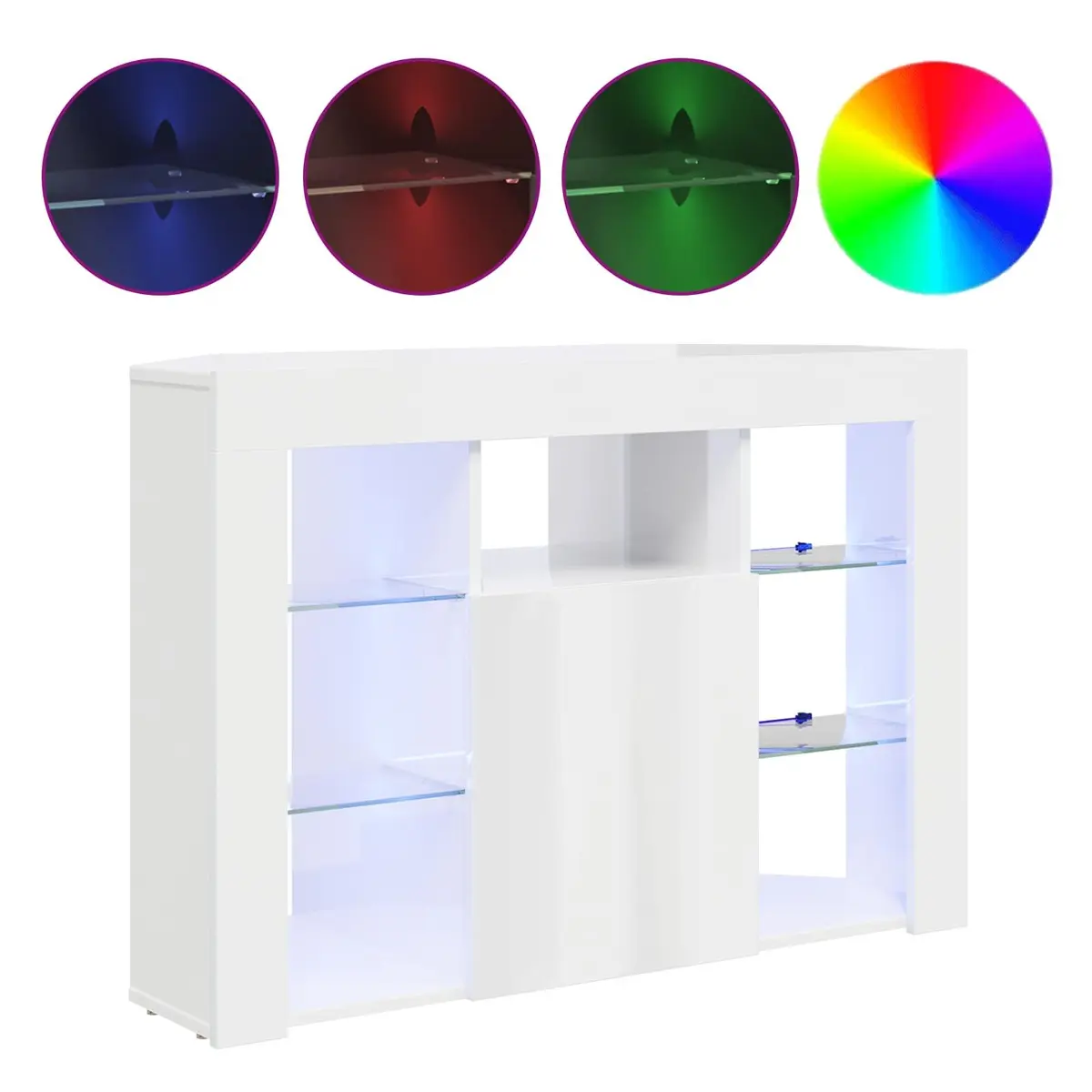 Corner LED TV Cabinet Wall-mounted High Gloss White Modern Living Room Storage