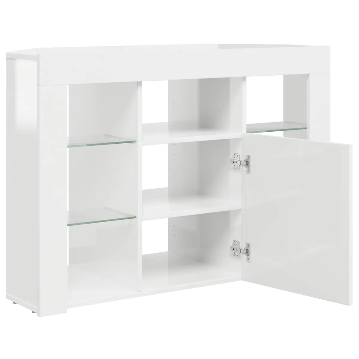 Corner LED TV Cabinet Wall-mounted High Gloss White Modern Living Room Storage