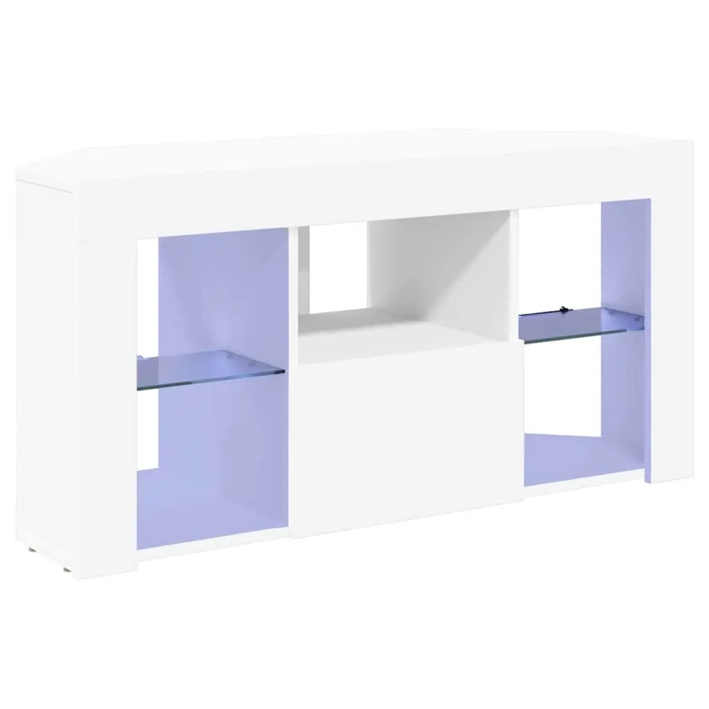 Corner LED TV Cabinet White Modern Living Room Storage Unit Wall Mounted