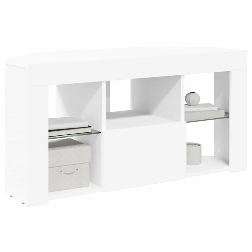 Corner LED TV Cabinet White Modern Living Room Storage Unit Wall Mounted