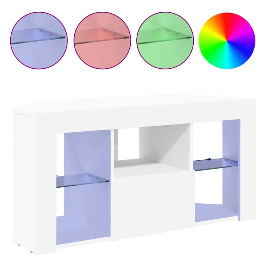 Corner LED TV Cabinet White Modern Living Room Storage Unit Wall Mounted