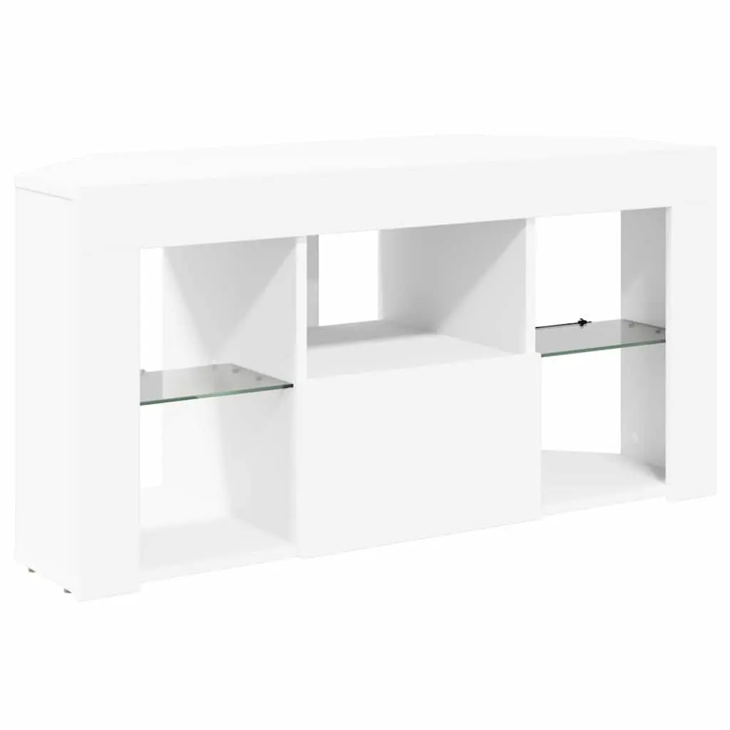 Corner LED TV Cabinet White Modern Living Room Storage Unit Wall Mounted