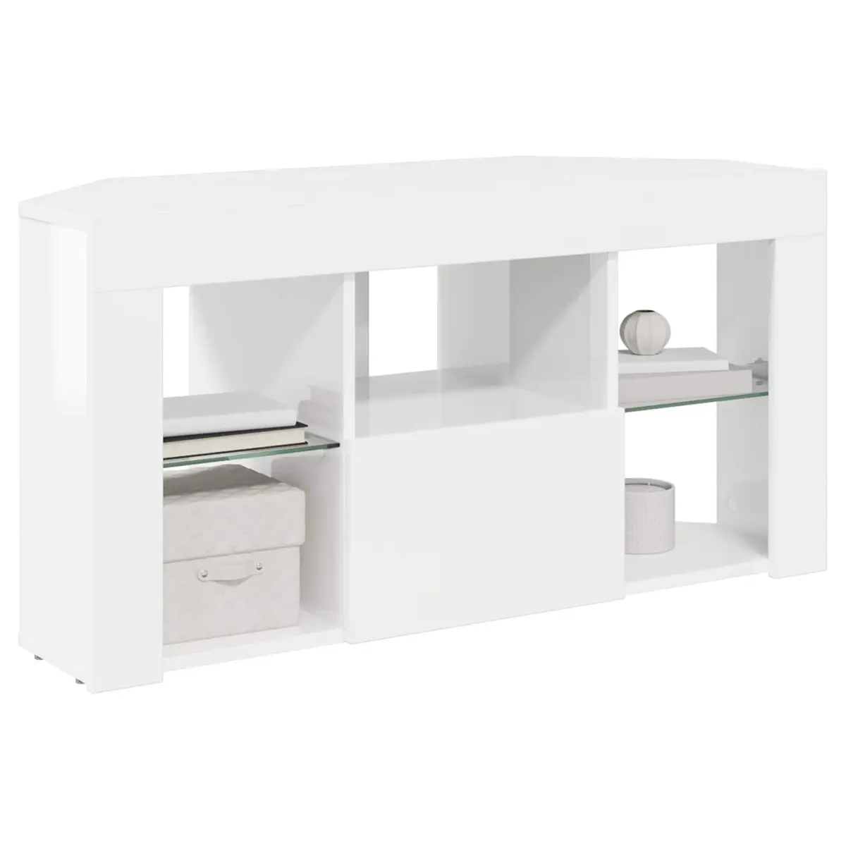 High Gloss White Corner LED TV Cabinet