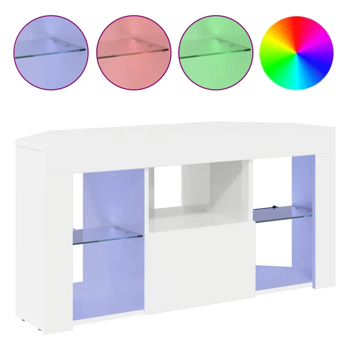 High Gloss White Corner LED TV Cabinet