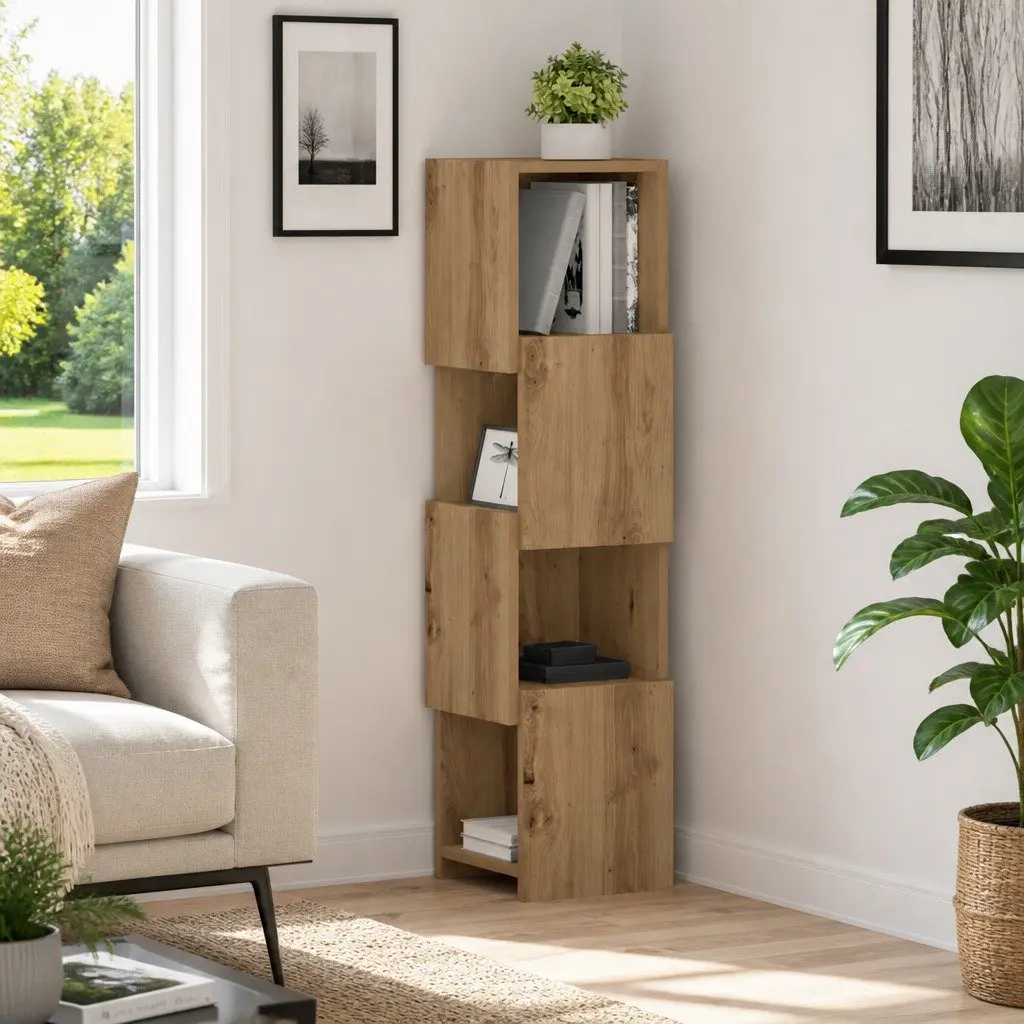 Brown Corner Storage Cabinet 25.5x25x102cm