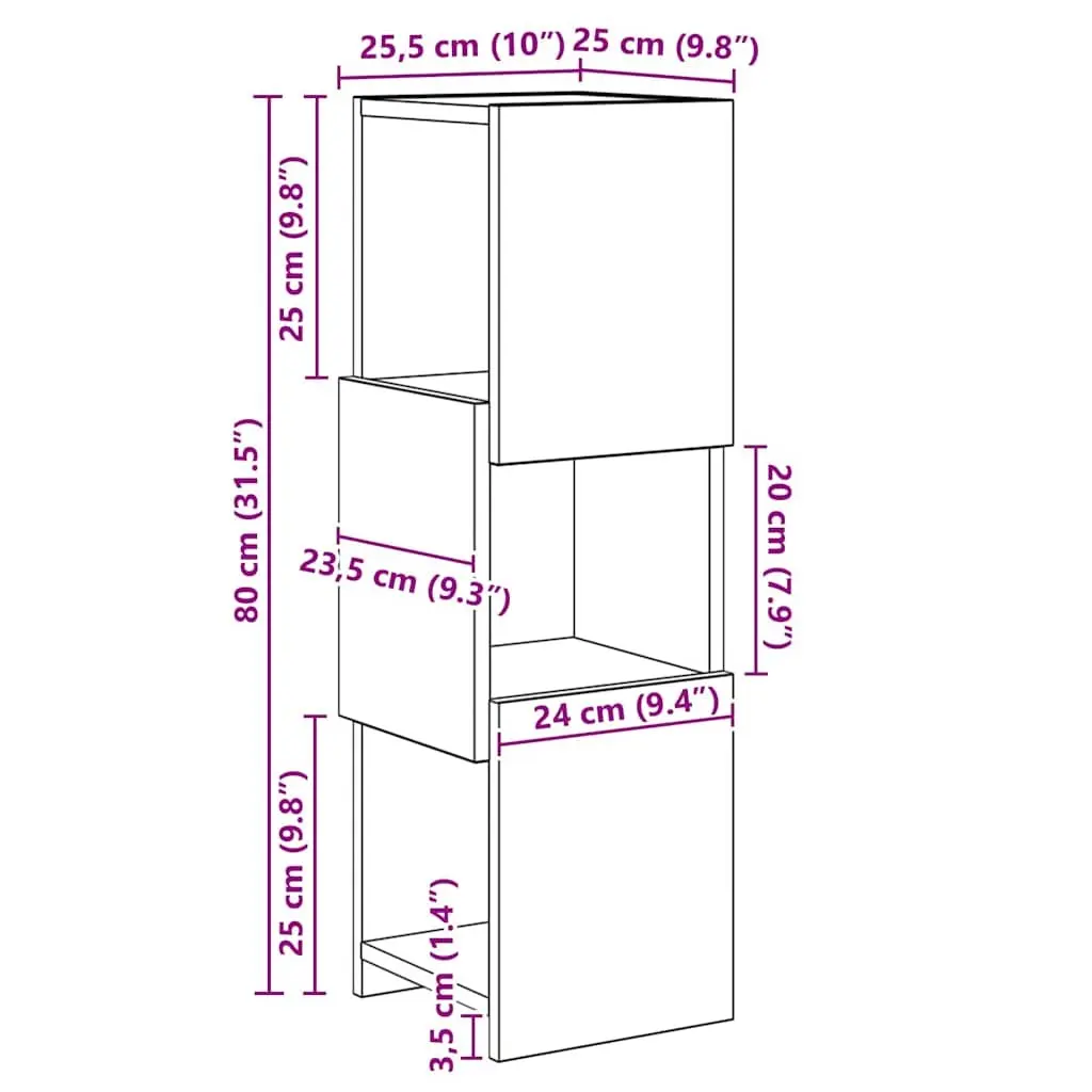 Corner Storage Cabinet 25.5x25x80cm