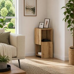 Modern Brown Corner Storage Cabinet 25.5x25x55cm