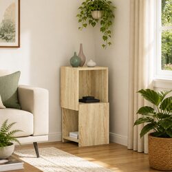 Modern Brown Corner Storage Cabinet with Smart Shelving