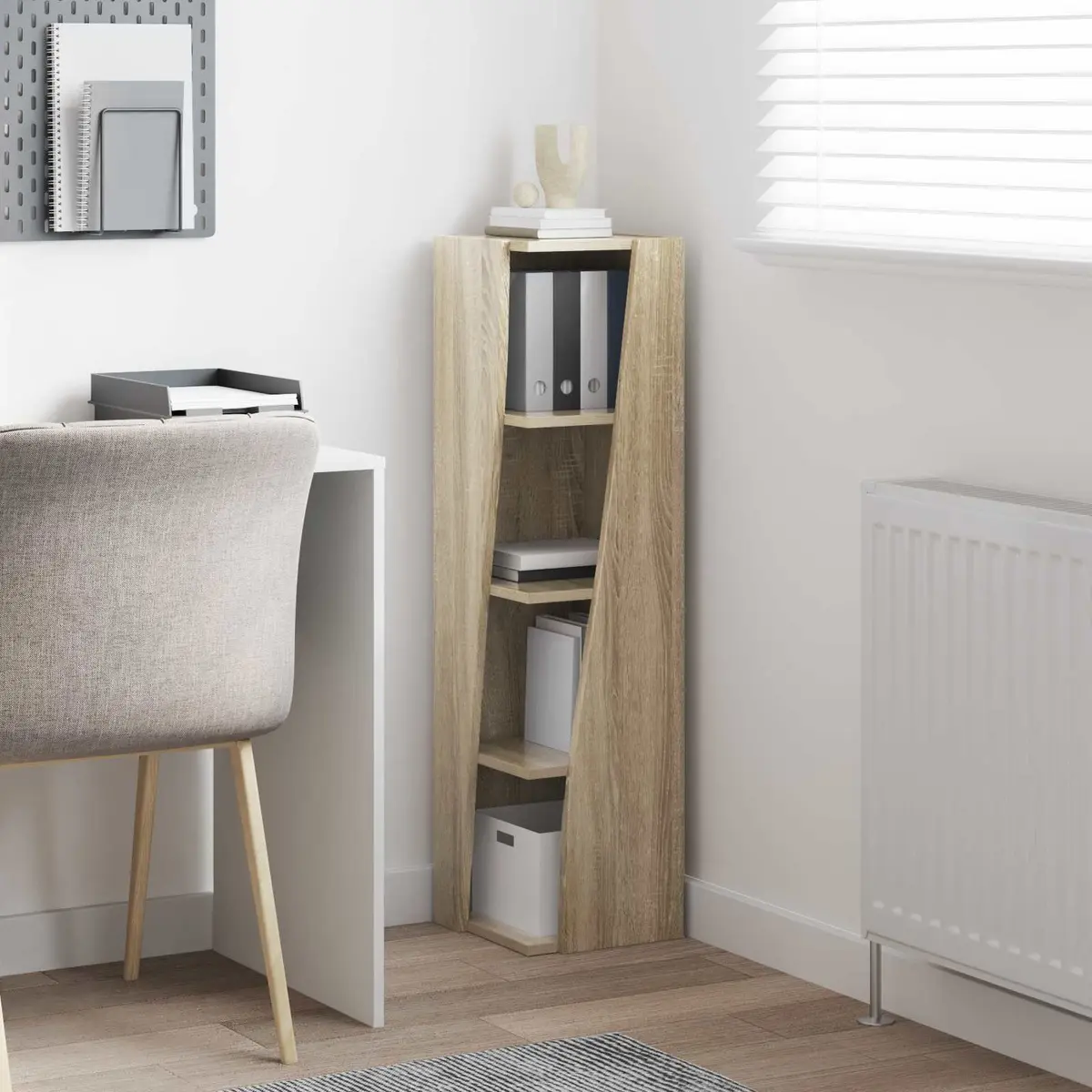 Corner Storage Cabinet Brown Engineered Wood Living Room Furniture Space-Saving