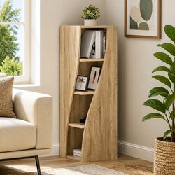 Brown Engineered Wood Corner Storage Cabinet