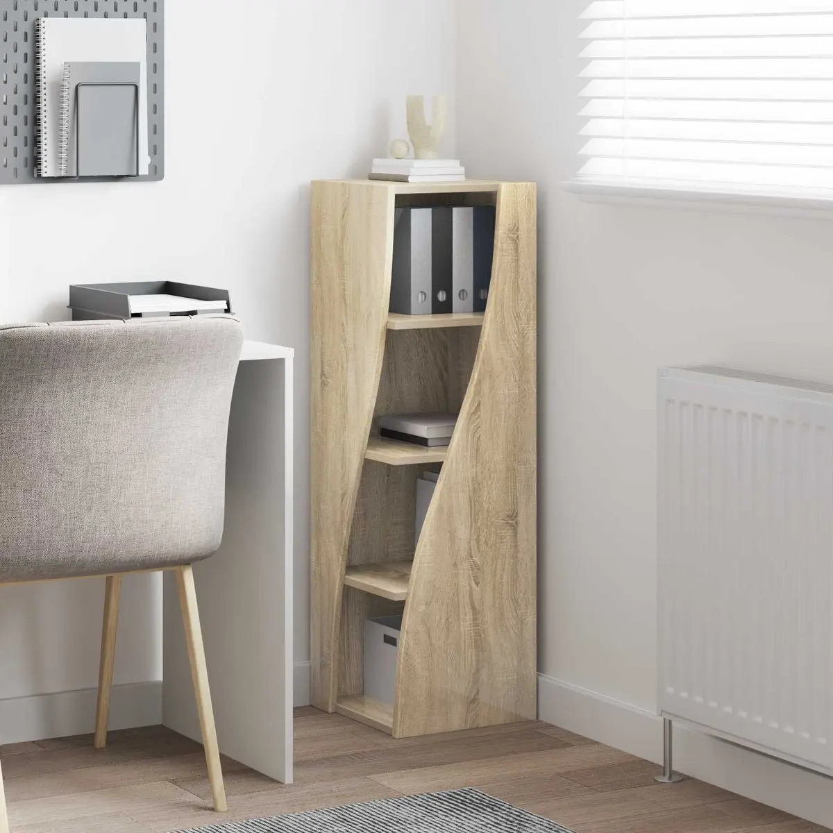 Brown Engineered Wood Corner Storage Cabinet
