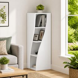 High Gloss White Corner Storage Cabinet for Compact Spaces