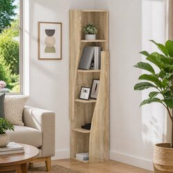 Brown Engineered Wood Corner Cabinet for Modern Storage
