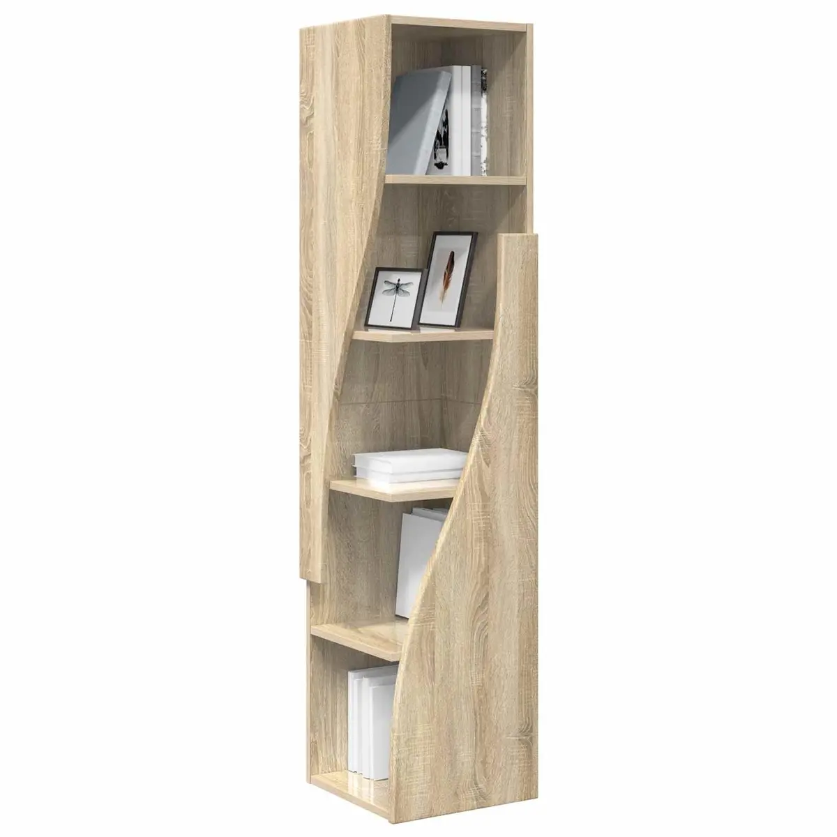 Corner Storage Cabinet Brown Modern Engineered Wood Tall Compact Living Room