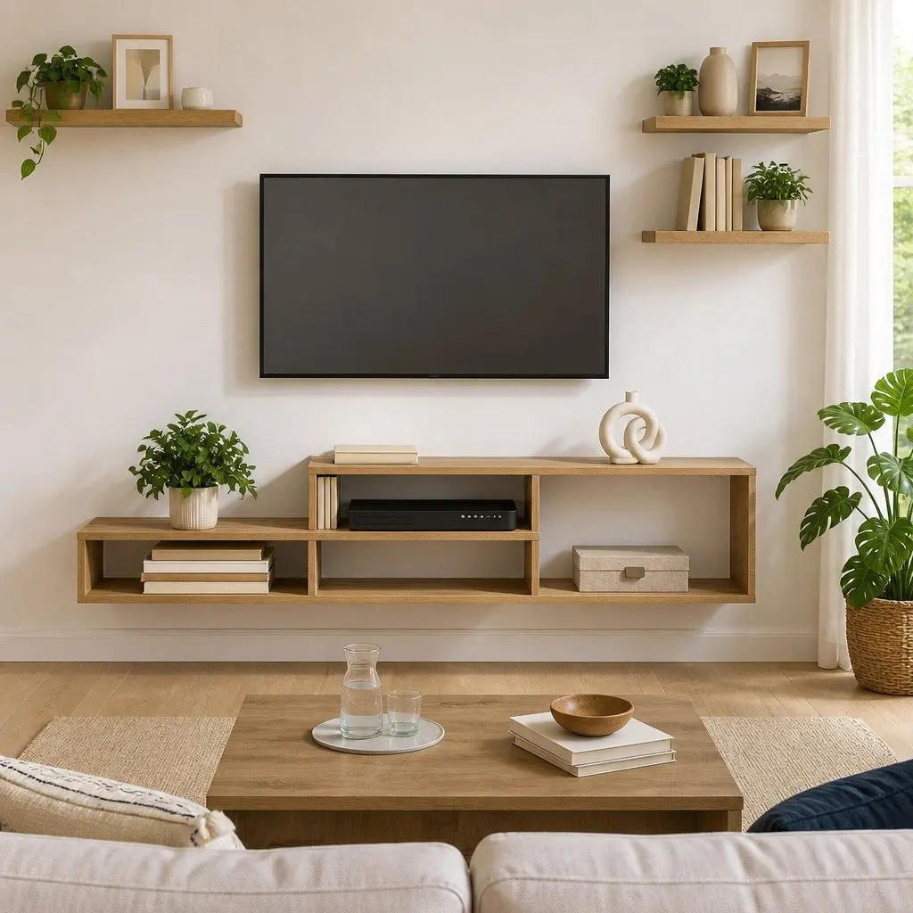 Wall TV Stand Engineered Wood 150x25x28.5cm Brown