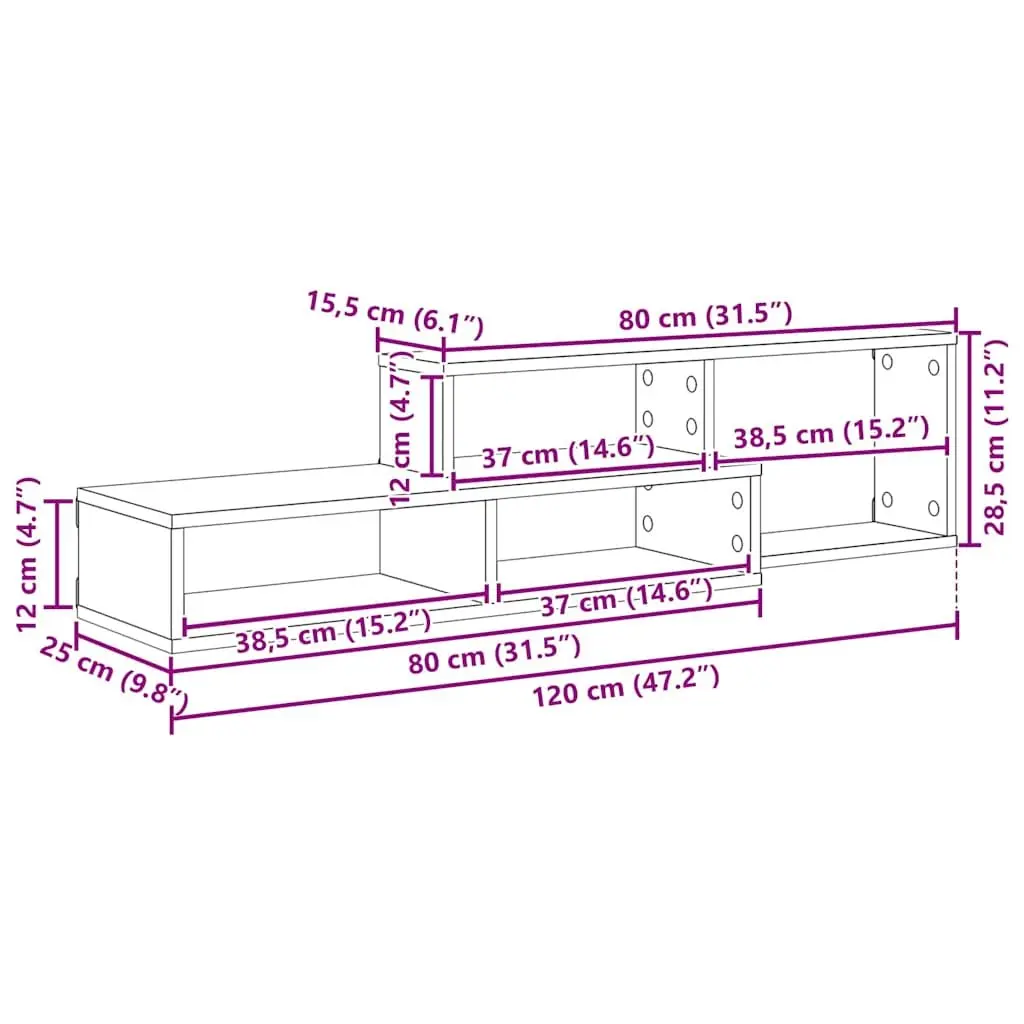 Wall Mounted TV Stand Engineered Wood 120 x 25 x 28.5 cm Grey