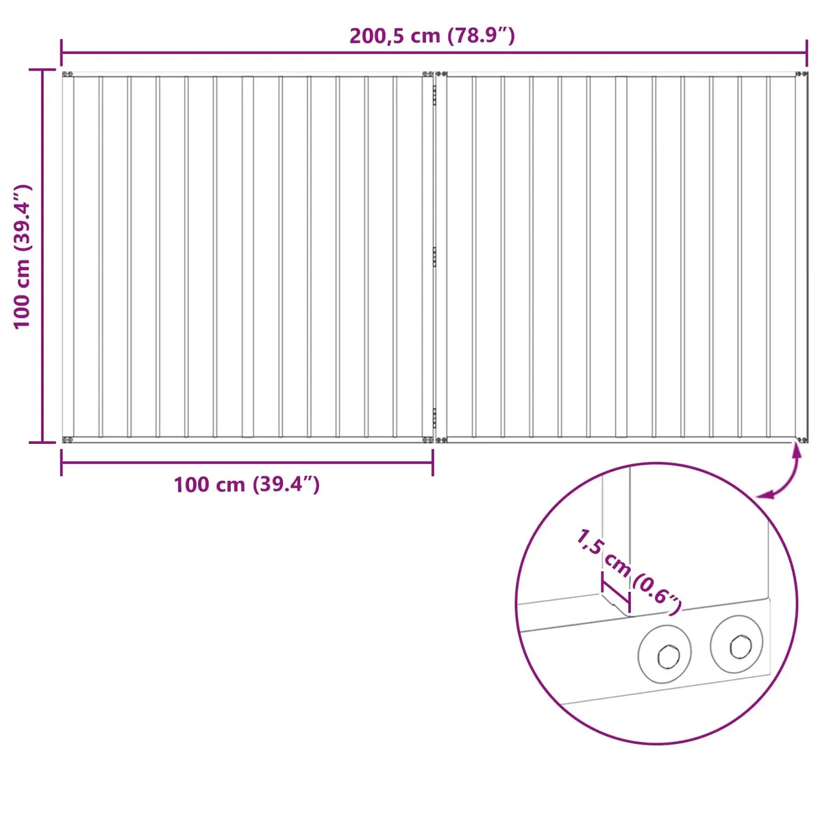 Foldable Black Dog Gate with 2 Panels for Indoor Use