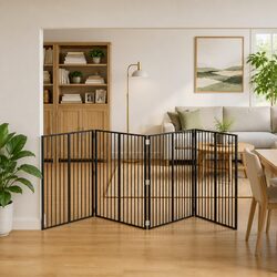 Premium Black Dog Gate 4 Panels 100x100cm Playpen