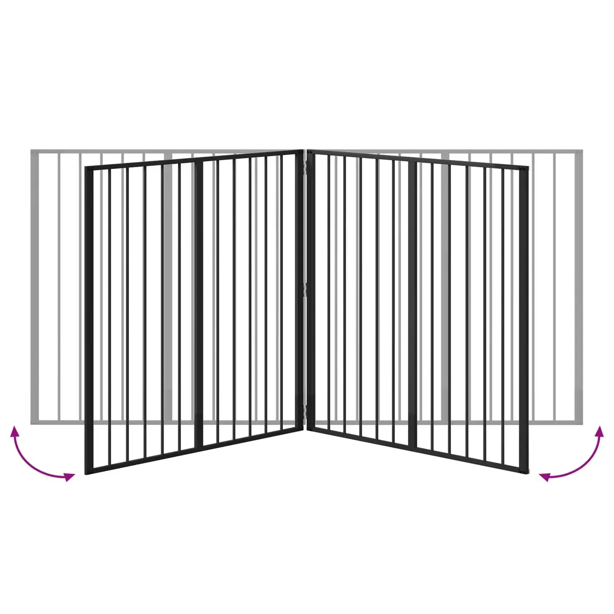 Dog Gate Galvanised Steel 100 x 100 cm Black 4 Piece Pet Fence Panel Puppy Barrier
