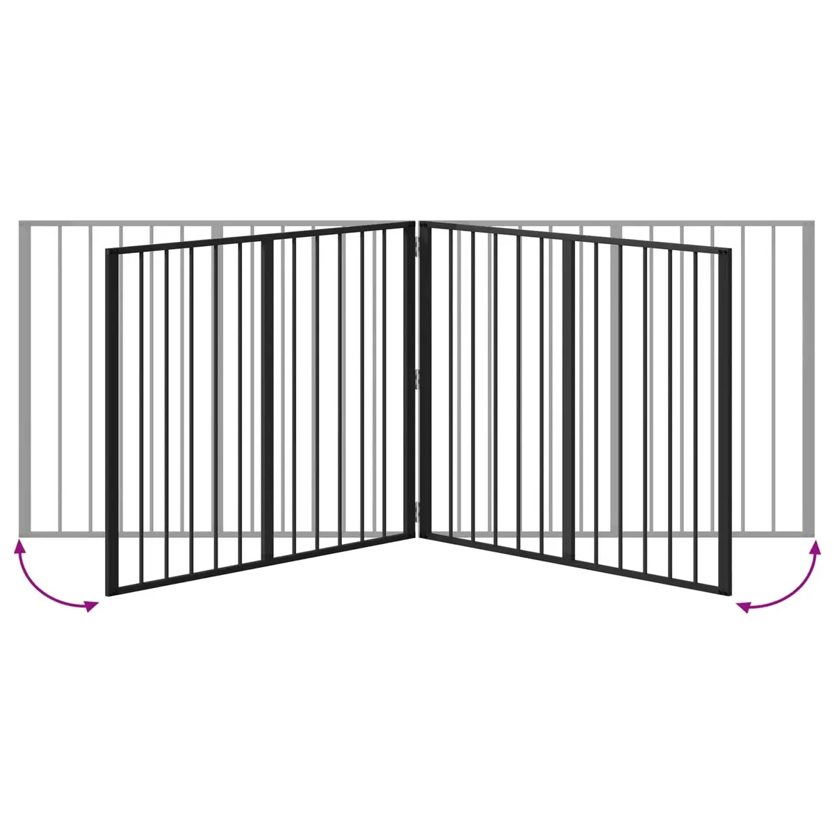Dog Gate Metal Black 100 x 80 cm 2 Piece Foldable Indoor Enclosure Barrier