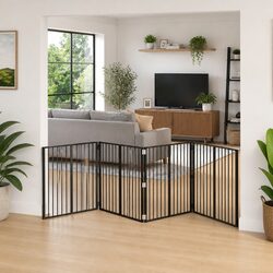 Durable Black Metal Dog Gate 4-Piece Set 100 x 80 cm