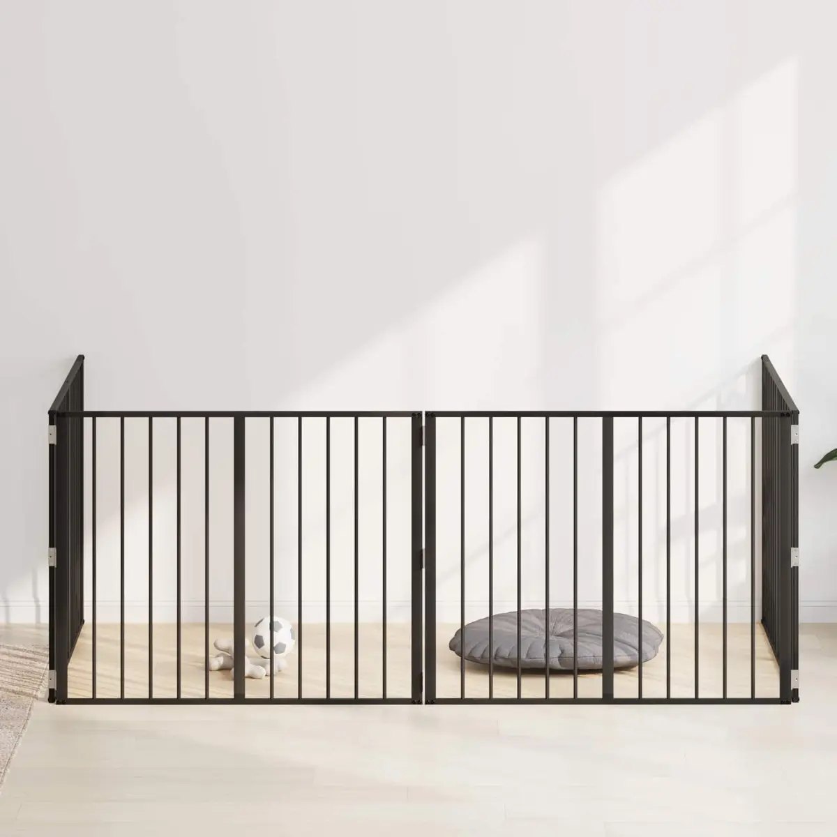 Black Metal Dog Gate 4-Piece Set 100 x 80 cm