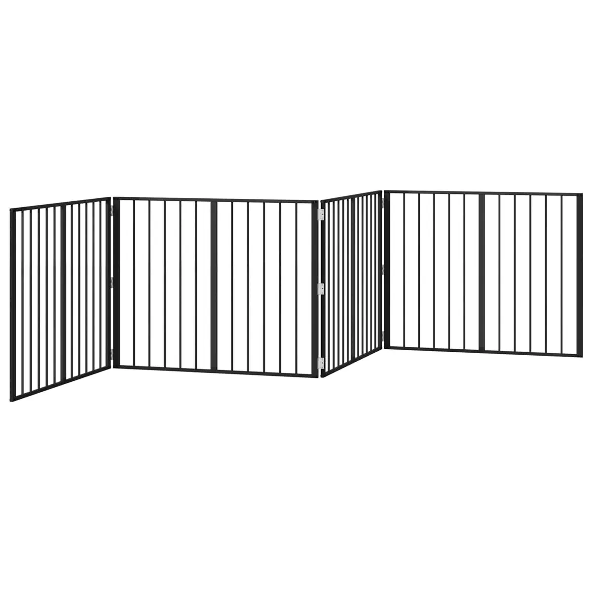Black Metal Dog Gate 4-Piece Set 100 x 80 cm