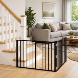 Durable Metal Dog Gate - 2 Pieces Black 100 x 60 cm