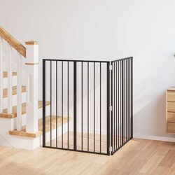 Durable Black Dog Gate 2 pcs 80 x 100 cm Indoor Barrier